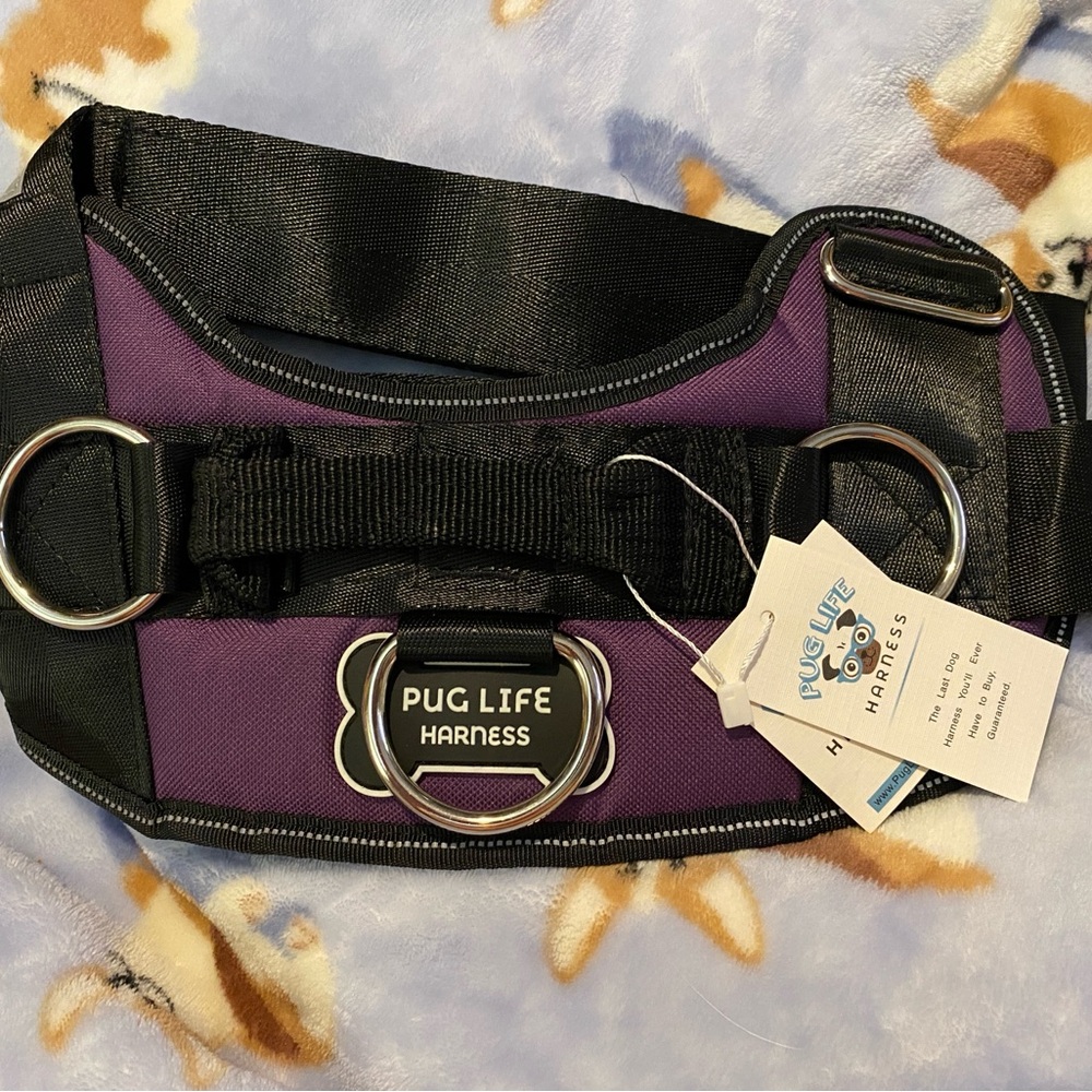 Pug Life Purple Dog Harness - Large